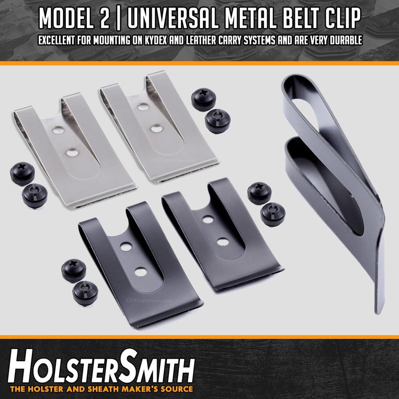 Holstex HolsterSmith Universal Metal Belt Clip - fits up to 2.0 inch Belts - Nickel & Black Finish – with Mounting Hardware - Image 5